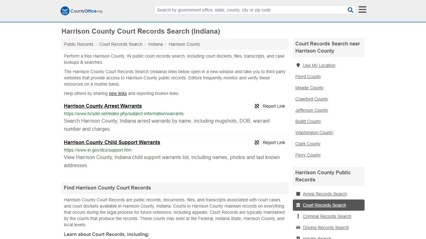 Harrison County Court Records Search (Indiana)